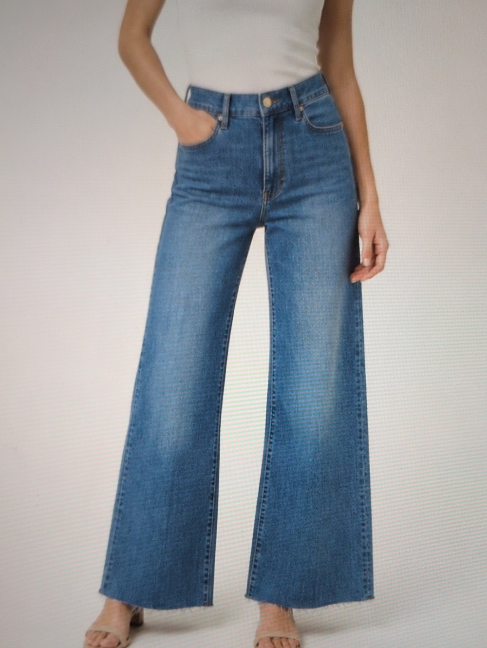 Frame Le Slim Palazzo Wide Leg Jeans With Raw Hem